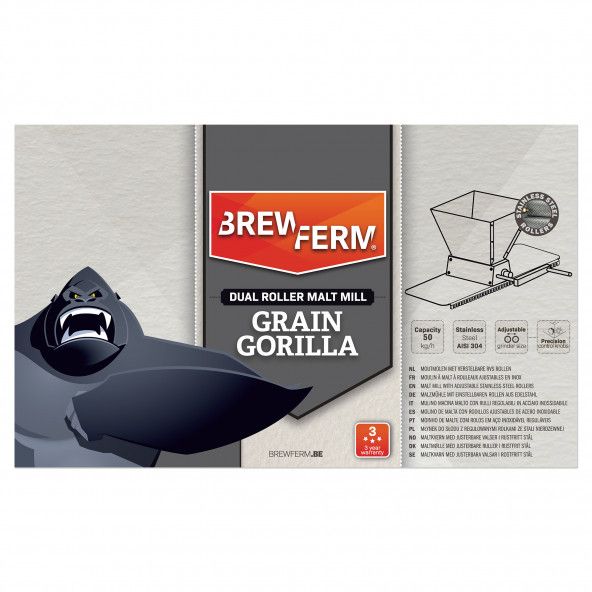Grain Gorilla maltmølle med 2 justerbare valser