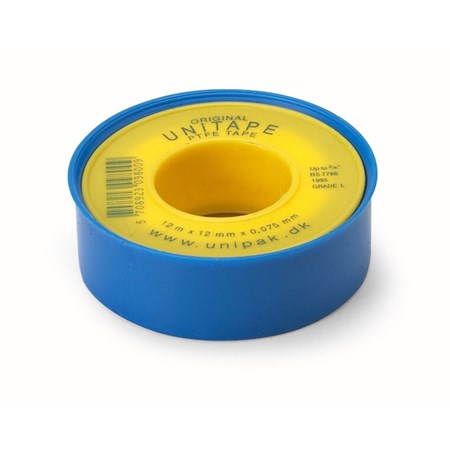 PTFE Unitape Gevindbånd Unipak 12 Mm fødevare paktape